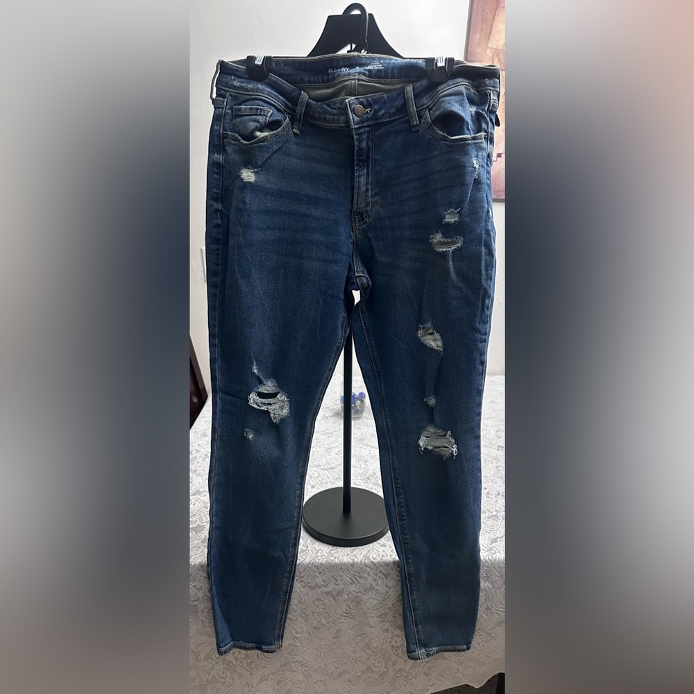 Old Navy Rockstar Super Skinny Jeans Size 16 Mid Rise Distressed Stretch